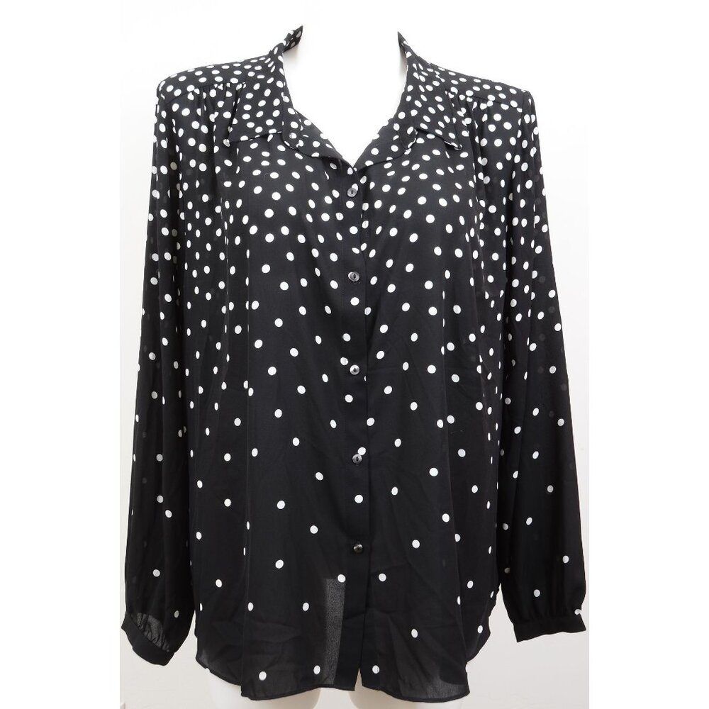 NYDJ Becky PLUS Size 2X (18W-20W) Georgette Popover Blouse Polka Dots Career NEW